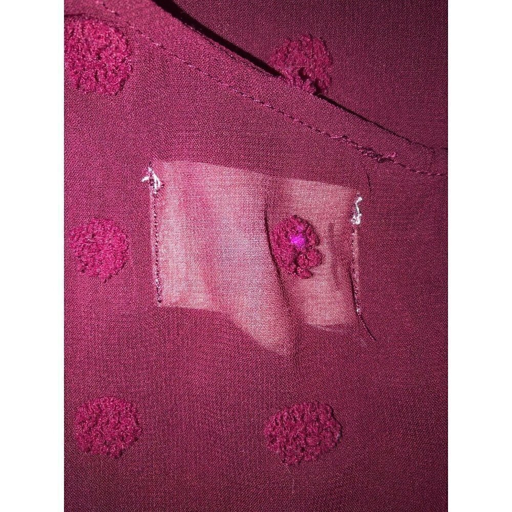 Betsys Boutique Shop Size S Textured Dots Flutter Blouse Burgundy Red Tunic Top - Picture 10 of 10